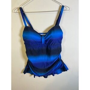 Mycoco Womens Tankini Top Ombre Ruffle Blue Size 12